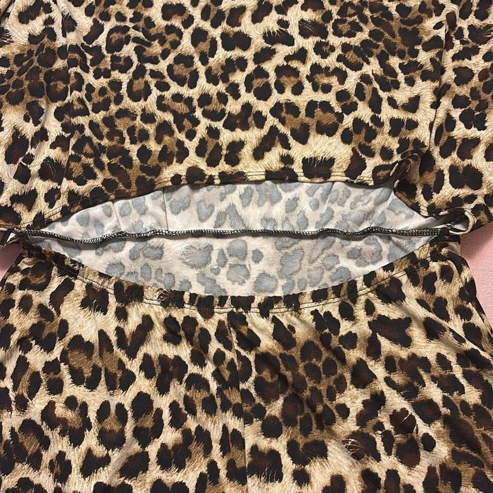 VENUS Animal Print Long Sleeve Dress